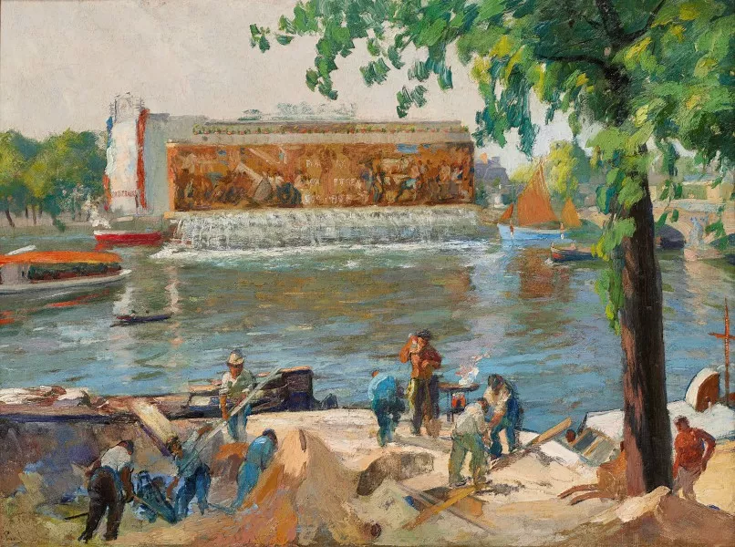 Le pavillon du travail et les constructeurs de l'exposition